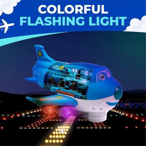 3-12 Toysery Airplane Toys for Kids, Bump and Go Action, Toddler Toy Plane with LED Flashing Lights and Sounds for Boys