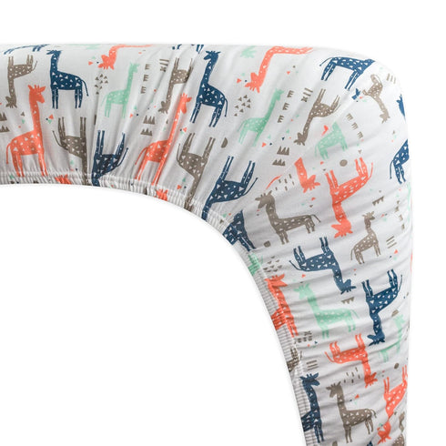 HonestBaby Fitted Crib Sheets Fits Standard Mattress Bassinet, Mini Prints 100% Organic Cotton Baby Boys, Girls and Unisex (LEGACY), Multi-Colored Giraffes, One Size by HonestBaby