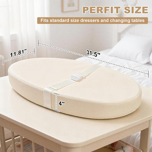 Baby Changing Pad for Dresser, with Wipeable Waterproof PU Cover, Contoured Diaper Changing Pad with Non-Slip Safety