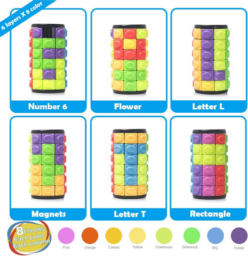 R.Y.TOYS Rotate and Slide Puzzle, Fidget Toys (Restore Order/Create Patterns) 8 Colors, 6 Layers, Brain Teaser