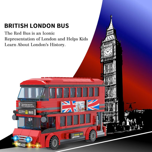 City London Bus Station Building Blocks Set, Double Deckers London Travel Bus and Station, STEM Play Toys
