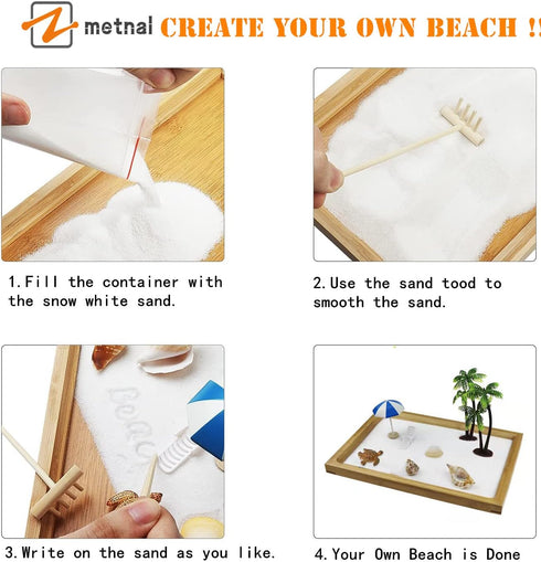 Japanese Zen Garden for Desk, Mini Small Beach Zen Garden Kit for Desk, Meditation Accessories Desktop Sandbox