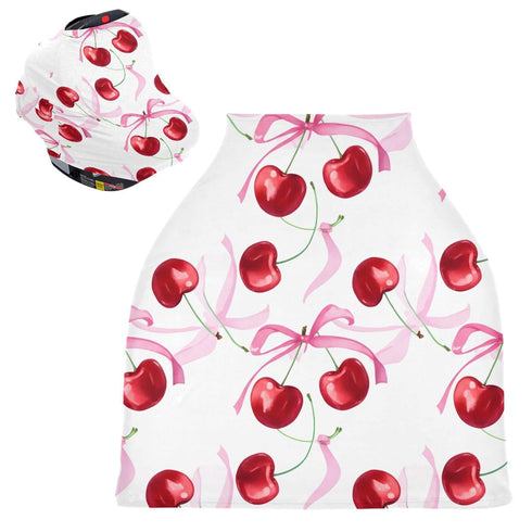 Burbuja Car Seat Cover for Baby, Cherries with Bow Car Seat Canopy Nursing
