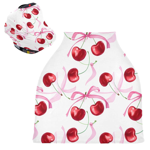 Burbuja Car Seat Cover for Baby, Cherries with Bow Car Seat Canopy Nursing