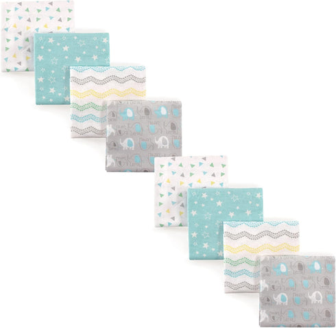 Luvable Friends Unisex Baby Cotton Flannel Receiving Blankets, Basic Elephant 8-Piece, One Size by Luvable Friends