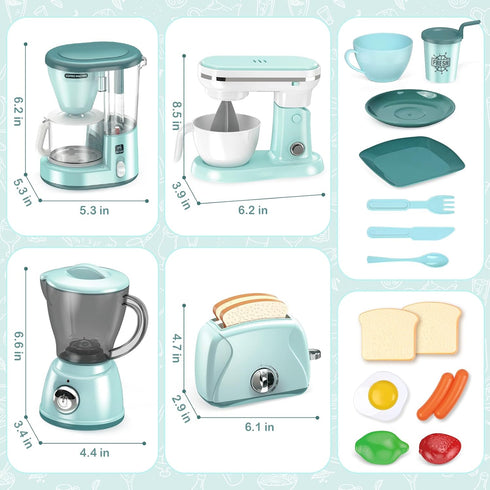 Set Playset, 3 4 5 6 7 8 Shemira Play Kitchen Accessories, Play Kitchen Appliances Toy with Coffee Maker, Blender