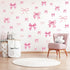 12 7.9 11.8 Inch Whaline Sheets Trendy Pink Bow Wall Stickers Light Pink Bow Knot Wall Decals Watercolor Room Mural