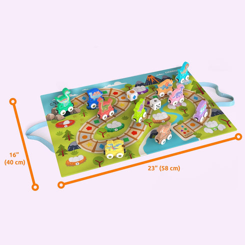 Set Counting ORBRIUM Wooden Train Magnetic Dinosaur Trains Montessori STEM Toys Number Shapes Colors Dice Game Mat Bag