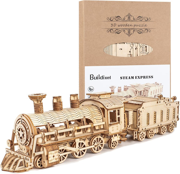 Buildixel 3D Wooden Puzzles for Adults, DIY Mechanical Model Kits for Adults and