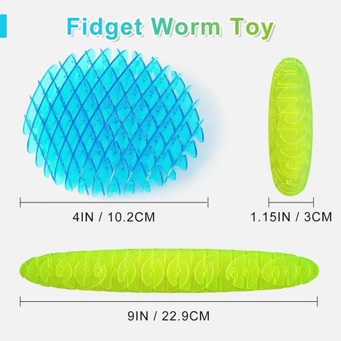 Yisryerow 2-Pack Fidget Worm Toy - Sensory Toys for Adults & Kids with Autism ADHD, Mesh Fidgets for Teens, Flexible