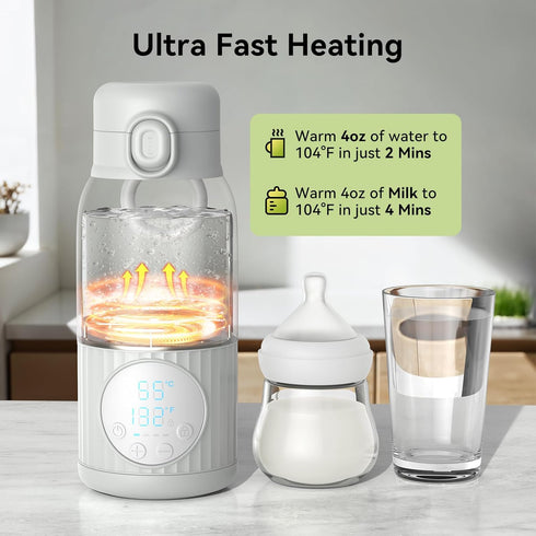 APZOKI 100W 13.5oz Portable Baby Bottle Warmer for Breast Milk, Fast Heating & Precise Temp Control for Formula, Water
