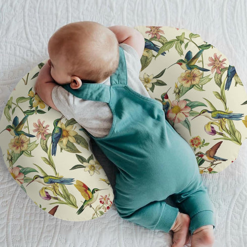 Hummingbirds Vintage Tropical Floral Baby Nursing Pillow Covers for Boy Girl Spring Birds Nursing Slipcovers