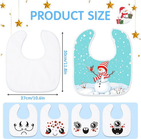 12 Pieces Sublimation Blank Baby Bib Heat Press White Baby Bib Printable Reusable Dribbler Bib Stain and Odor Resistant Feeder Drool Bib for Infant Newborn DIY Creative Design, 30 x 27 cm