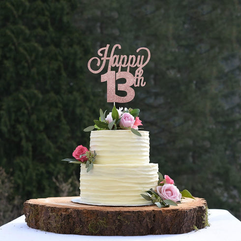 LINGTEER Happy 13th Birthday Cake Topper, Cheers to Thirteen Years Old Birthday Party Cake Centerpieces Decorations