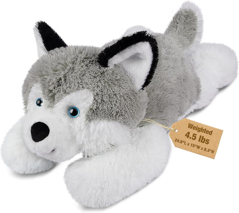 22" & 4.5 lbs Large Laying Husky Plush, Weighted Stuffed Animals for