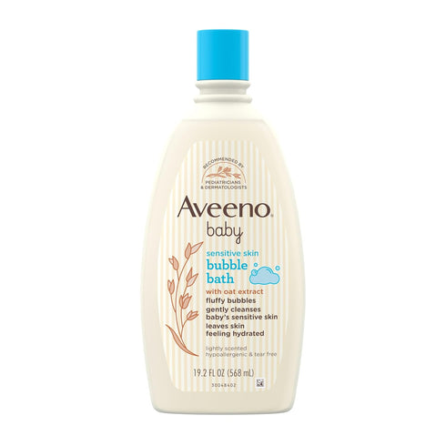 Aveeno Baby Sensitive Skin Bubble Bath with Oat Extract, Tear-Free, 19.2 fl. oz