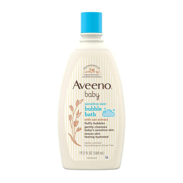 Aveeno Baby Sensitive Skin Bubble Bath with Oat Extract, Tear-Free, 19.2 fl. oz