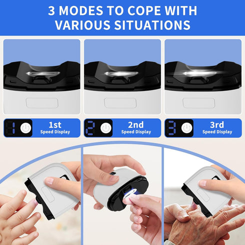 MIRAIWATIMO 2026 3-in-1 Kids,3-Speed Upgraded Electric Nail Clipper for Seniors Adults with LED Light & Nail Debris
