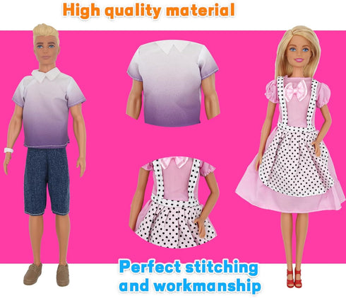 EuTengHao 34Pcs Doll Clothes and Accessories, 12 Inch Boy and Girl Dolls Chef Kitchen Playset