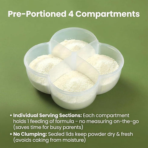 Generic 4-Grid Portable Formula Container Leak-Proof Child Snack Storage Box, Travel Protein Powder Containers