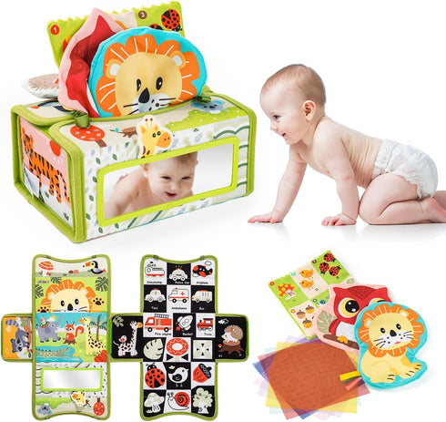 Jollybaby High Contrast Baby Tissue Box Toy for Baby 6-12 Months, Montessori