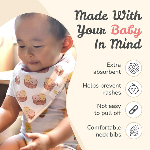 The Wee Bean 2pcs Set Organic Cotton Bandana Bibs, Baby Drool Bibs for Boys Girls Unisex, Teething