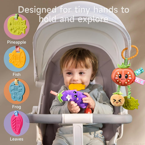 Set, 4 0, 3, 6, 9, 12 TUMAMA Hanging Vegetable Plush Toy Different Vegetable Crib Stroller Toys, Early Baby Cognitive