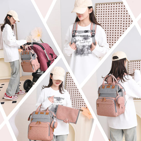 SHITIESHOU Backpack 19 Diaper Bag Baby Bag for Mom Dad with Changing Pad, Pockets, Large Waterproof Travel Baby Girl