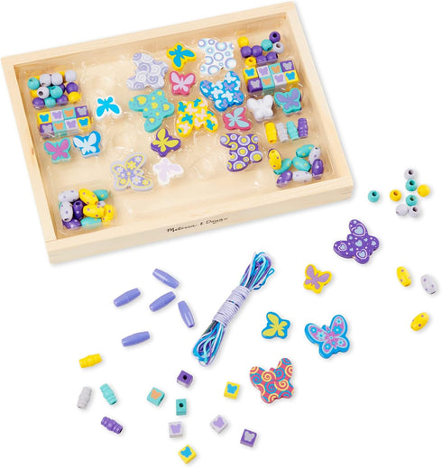 Melissa & Doug Sweet Hearts and Butterfly Friends Bead Set of 2 with 250+ Wooden Beads