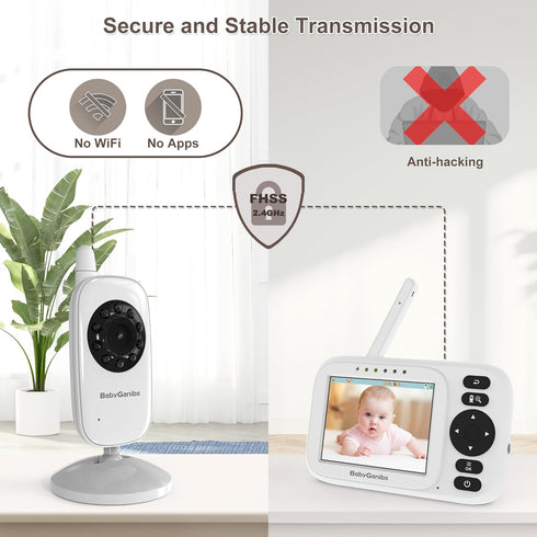 Baby Monitor with Camera and Audio, 3.2'' IPS Portable Monitor, 1000ft Long Range, Infrared Night Vision