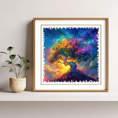 200 11.3x11.1in, MYS AUR Wooden Puzzles for Adults, Colorful Tree of Life Jigsaw Puzzles Piece, Unique Shaped Wood