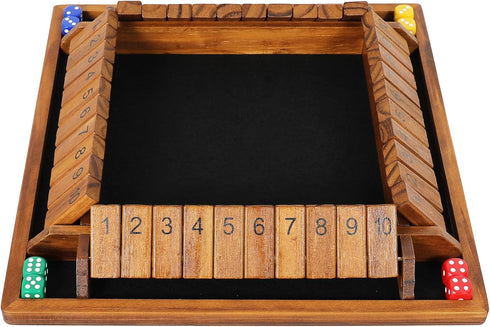 14 inches 8+4 2-4 4-Sided 10 VAMSLOVE Upgraded Shut The Box Dice Game Wooden Board Table Math Game with Dice for Player