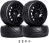 4-Pack 1:10 Scale RC On-Road Racing Tires and Wheels with Foam Inserts, 12mm Hex Hub Fits Traxxas Redcat Tamiya TT-02
