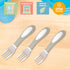 ECR4Kids My First Meal Pal Stainless Steel Forks, Toddler Silverware, 3-Pack, White, Light Grey