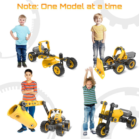 10 in 1 Kids STEM Building Toys Set - Electric Construction Excavator Kit for Boys 5-8 Years Old, Educational Fun