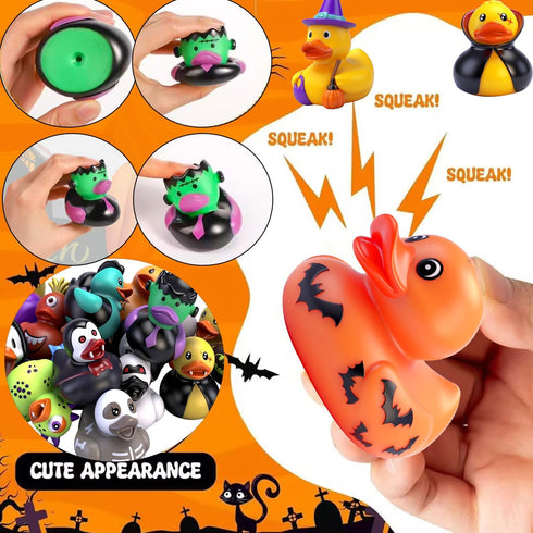 Yomwet 24 Pcs Halloween Rubber Ducks in Bulk, Ducking for Jeeps Baby Bath Toys, Halloween Goodie Bags Fillers Stuffers