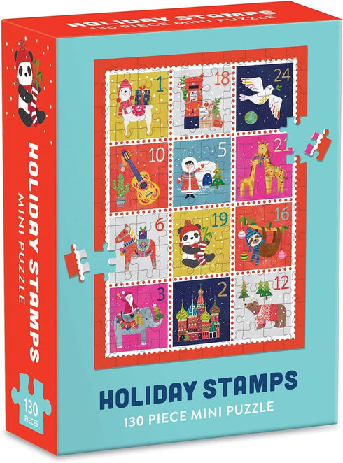 Galison Holiday Stamps Mini Puzzle, Multicolor, 130 Piece