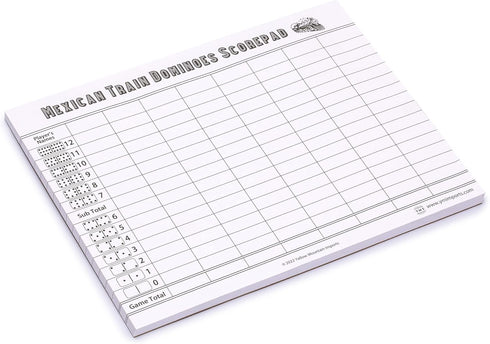 50 Yellow Mountain Imports Mexican Train Dominoes Scorepad - Sheets