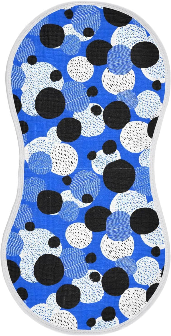 Muslin Baby Burp Cloths Set of 2, Soft Absorbent Black White Dot