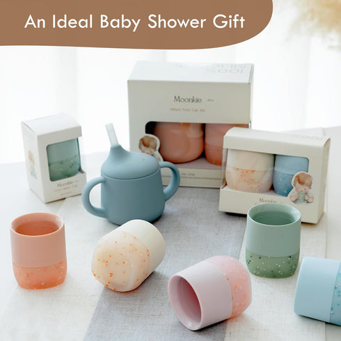 Set 4 Set, 2 Pack) Moonkie Baby Training Cup & Sippy Cup | Months+ | Baby-Led Weaning Essential | Gift for Infants