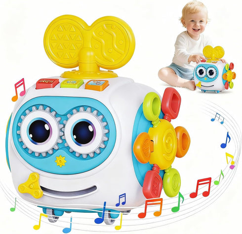 MoraBaby Robot Musical Busy Cube for Toddlers 1-3 Years Old, Montessori 6-in-1 Activity