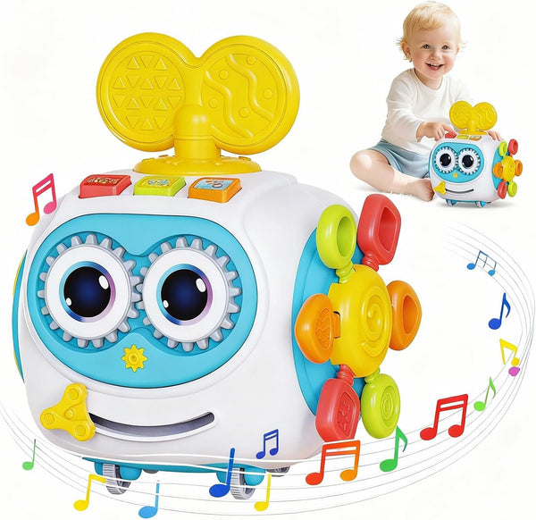 MoraBaby Robot Musical Busy Cube for Toddlers 1-3 Years Old, Montessori 6-in-1 Activity