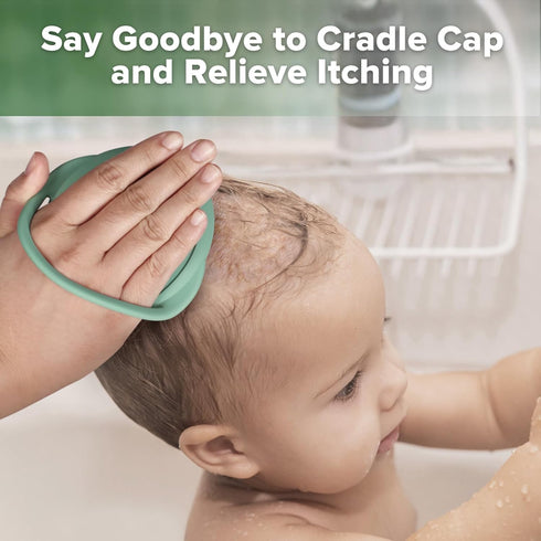 1pk-Pea haakaa Silicone Shampoo Brush - Cradle Cap Brush Comb - Baby Hair Scrubber - Baby Bath Essentials - Green