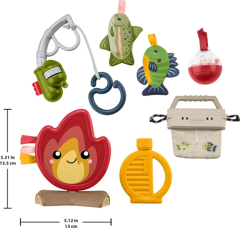 Set, 7-Piece 3+ Fisher-Price Baby Toys Mini Me Moments Camp & Crinkle Fishing & Hiking Sensory Activities for Newborn