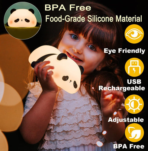 3 Dimmable DREAMING MY DREAM Cute Panda Night Light, LED Squishy Novelty Animal Night Lamp, Level Nursery Nightlight