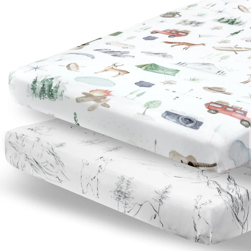 Pobibaby - 2 Pack Premium Pack N Play Sheets Fitted for Standard