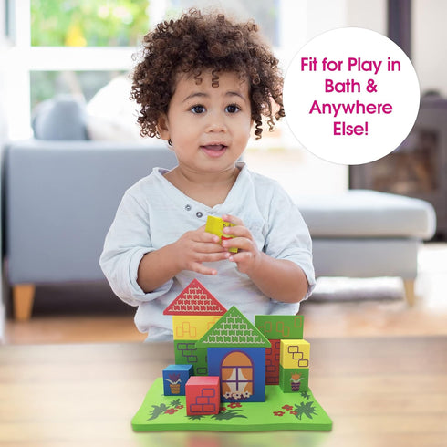 Edushape Floating Blocks - Bath Construction Foam Toys Set for Early Child Development