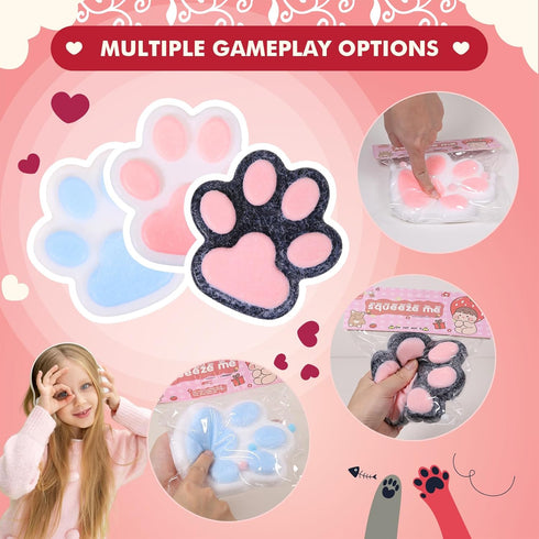 FauKait 1pcs Toys,5.5 Cat Paw Squishy in Big Cute Kawaii fufu Squishies,Sticky Squeeze Cat Paw Fur Ball,Super Soft