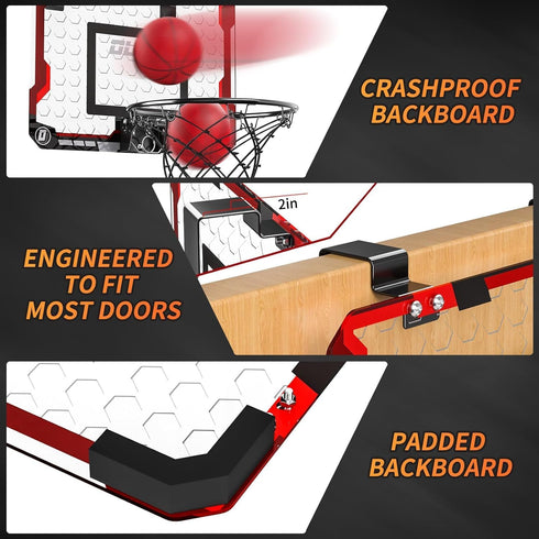 TEMI Indoor Basketball Hoop for Kids - Mini Basketball Hoop with 4 Balls, Toys for Ages 3-12