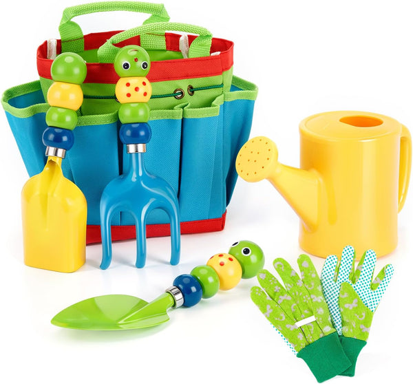 FITNATE Green Kids Garden Tools Set,6 PCS Gardening Tools for Kids Including